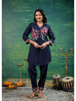 Autumnlane - Pankhuri Navy Embroidered Co-Ord Set