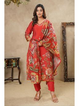 Autumnlane - Rabha Mahogany Printed Kurta With Pant & Dupatta