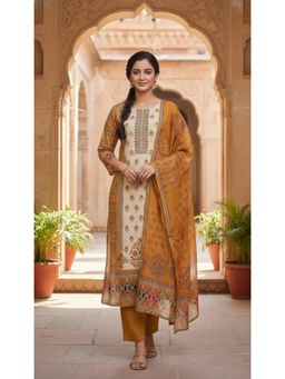 Autumnlane - Shanti Mustard Floral Kurta With Pant & Dupatta
