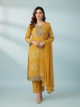 Autumnlane - Shanti Sunglow Floral Work Kurta With Pant & Dupatta