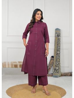 Autumnlane - Ridhika Berry Cotton Kurta With Pant