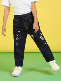 Nautinati - Boys Patch Work Stretchable Regular Fit Jeans