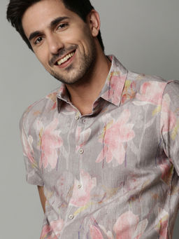 Rare Rabbit - Grey Printed Casual Shirts