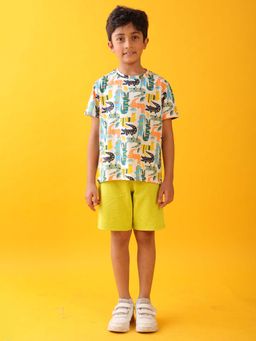 ANTHRILO - Yellow Crocodile Lime Boys T-Shirt with Shorts (Set of 2)