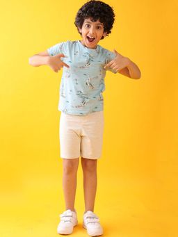 ANTHRILO - Sky Blue Sail Away Ecru Boys T-Shirt with Shorts (Set of 2)