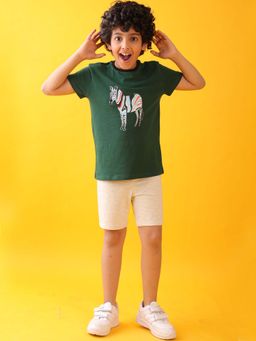 ANTHRILO - Zebra Ecru Boys T-Shirt with Shorts (Set of 2)