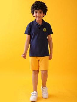 ANTHRILO - Navy Blue Our World Boys T-Shirt with Shorts (Set of 2)