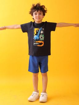 ANTHRILO - Blue Dino Boys T-Shirt with Shorts (Set of 2)