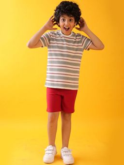 ANTHRILO - Stripe Red Boys T-Shirt with Shorts (Set of 2)