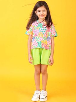 ANTHRILO - Summer Flowers Girls T-Shirt with Shorts (Set of 2)