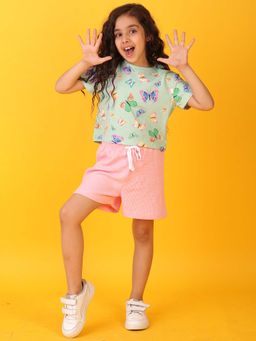 ANTHRILO - Butterfly Girls T-Shirt with Shorts (Set of 2)