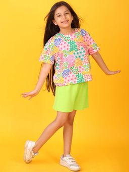 ANTHRILO - Summer Flowers Fun Girls T-Shirt with Shorts (Set of 2)