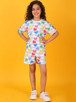 ANTHRILO - Balloon Heart Sky Blue T-Shirt with Shorts (Set of 2)