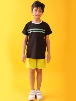 ANTHRILO - England Striped Fun Lime Boys T-Shirt with Shorts (Set of 2)