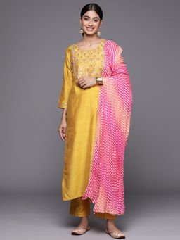 Varanga - Yellow Kurta with Pant Dupatta (Set of 3)