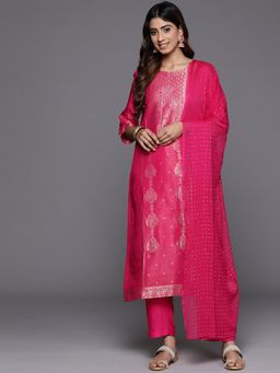 Varanga - Pink Jacquard Weave Kurta and Pant with Dupatta (Set of 3)