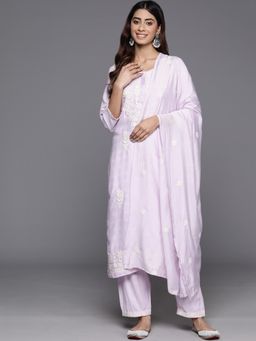 Varanga - Lavender Thread Embroidered Kurta and Pant with Dupatta (Set of 3)