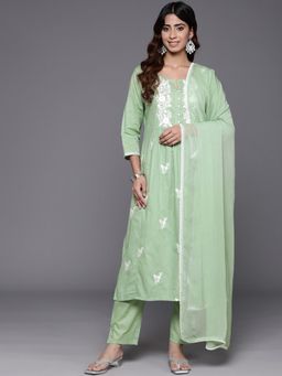 Varanga - Women Thread Kurta Paired with Tonal Pant and Dupatta (Set of 3)