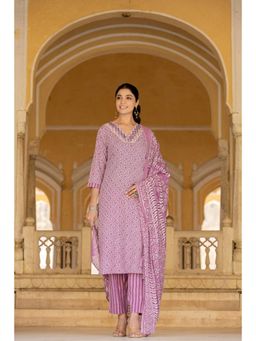 Varanga - Women Lavender Thread Kurta with Pant and Dupatta (Set of 3)