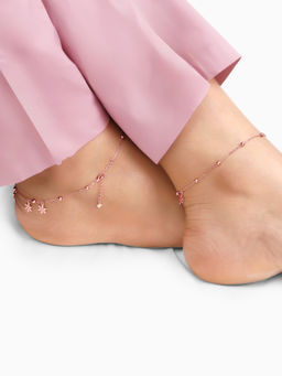 GIVA - 925 Silver Rose Gold Frozen Charm Anklet