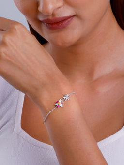 GIVA - 925 Silver Dual Tone Trillium Bracelet