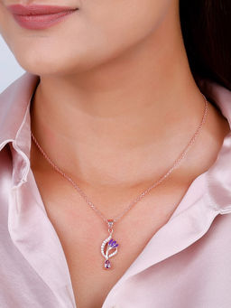 GIVA - 925 Silver Rose Gold Flowing Crocus Pendant with Link Chain