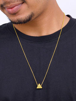 GIVA - 925 Silver Golden Trigon Pendant with Link Chain