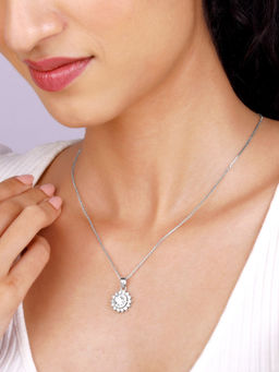 GIVA - 925 Silver Celestial Floral Pendant with Box Chain