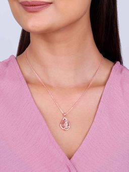 GIVA - 925 Silver Rose Gold Leaf Ritz Pendant with Link Chain