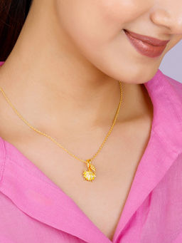 GIVA - 925 Silver Golden Brilliant Brahma Kamal Pendant with Link Chain