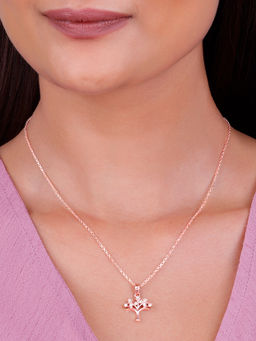 GIVA - 925 Silver Rose Gold Treeful Pendant with Link Chain