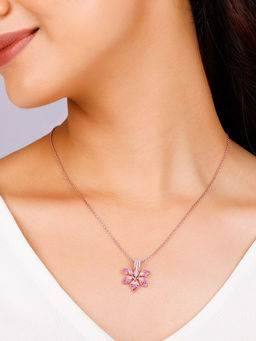 GIVA - 925 Silver Rose Gold Rani Ebony Pendant with Link Chain