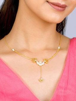 GIVA - 925 Silver Golden Elegant Eyebright Lariat Necklace