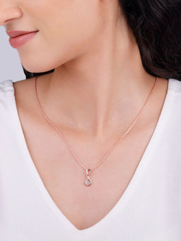GIVA - 925 Silver Rose Gold Zircon Twist Pendant with Link Chain