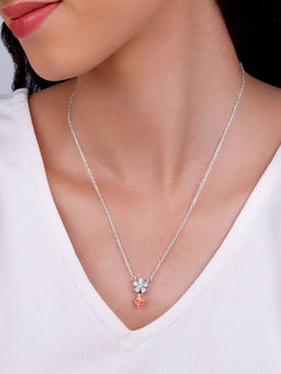 GIVA - 925 Silver and Rose Gold Studded Rose Necklace