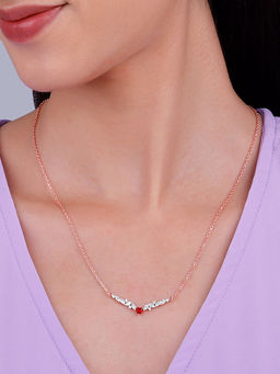 GIVA - 925 Silver Rose Gold Red Heart Necklace