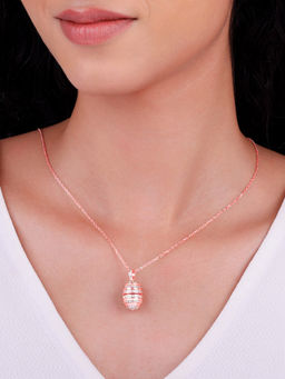 GIVA - 925 Silver Rose Gold Heart Riddles Pendant with Link Chain