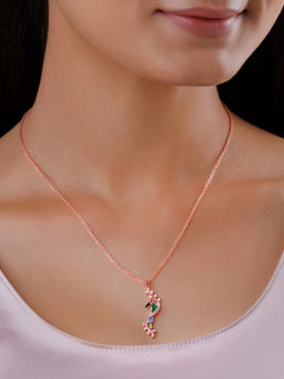 GIVA - 925 Silver Rose Gold Lovely Bird Pendant with Link Chain