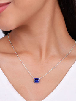 GIVA - 925 Silver Royal Blue Pendant with Link Chain