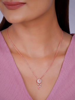 GIVA - 925 Silver Rose Gold Roseate Pendant with Link Chain