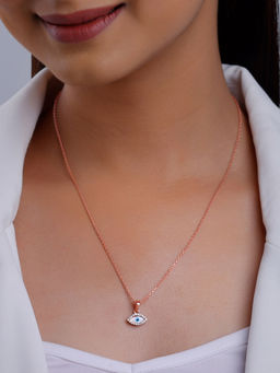 GIVA - 925 Silver Rose Gold Evil Eye Pendant with Link Chain