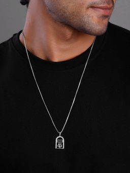 GIVA - 925 Silver Mahadev Tripund and Trishul Pendant with Box Chain For Him