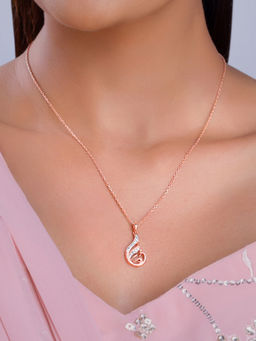 GIVA - 925 Silver Rose Gold Ramaniya Morni Pendant with Link Chain