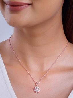 GIVA - 925 Silver Rose Gold Cutest Flower Pendant with Link Chain