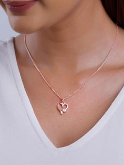 GIVA - 925 Silver Rose Gold Best Love Pendant with Link Chain