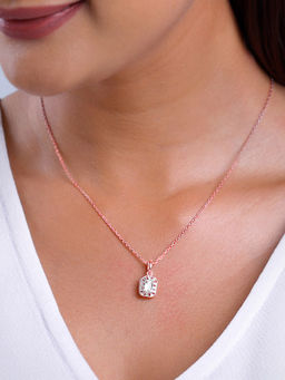 GIVA - 925 Silver Rose Gold Joyful Square Pendant with Link Chain