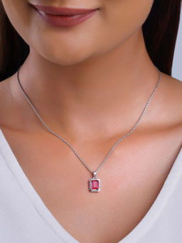 GIVA - 925 Silver Dreamy Red Pendant with Link Chain