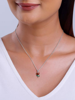 GIVA - 925 Silver Red Roses Pendant with Link Chain