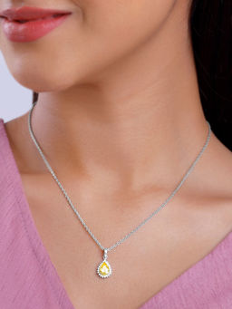 GIVA - 925 Silver Yellow Drop Pendant with Link Chain