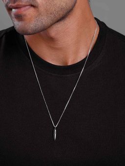 GIVA - 925 Silver Black Rhodium Bullet Pendant with Box Chain For Him
